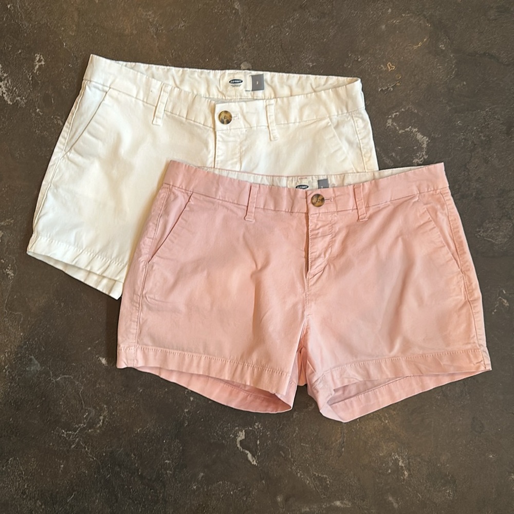 Old Navy White and Pink Women’s Casual Shorts Duo
